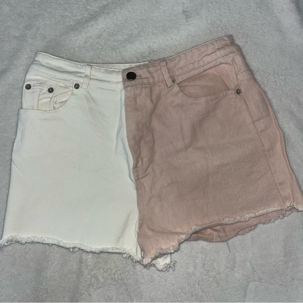 Pink & White jean shorts